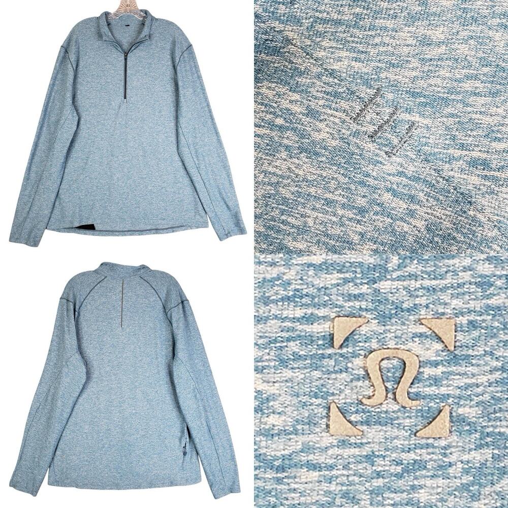 Lululemon Surge Warm 1/2 Zip Pullover Shirt Men's Medium Blue Long Sleeve
